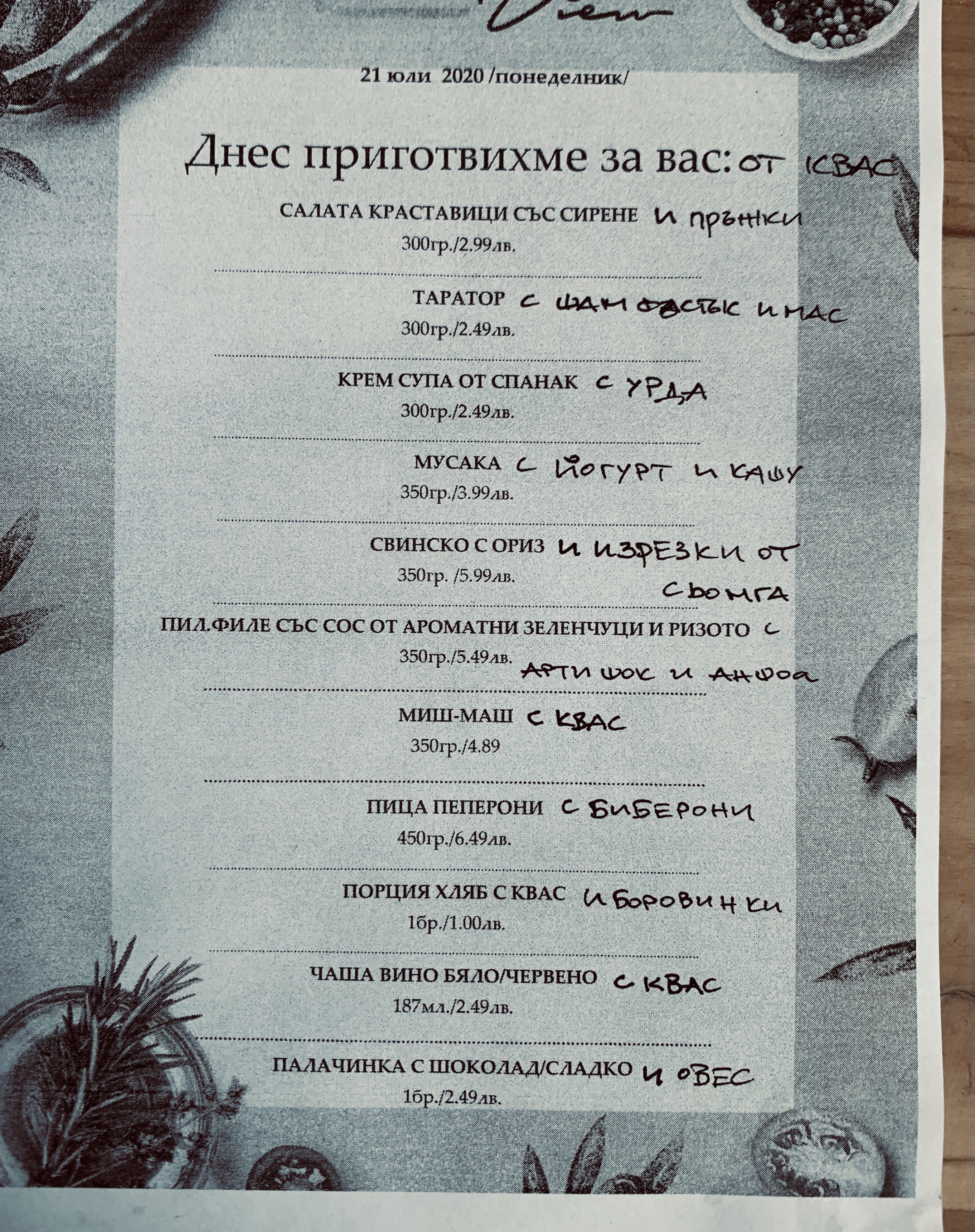 Вучето собственоръчно “ъпдейтва” менютата на ресторанти